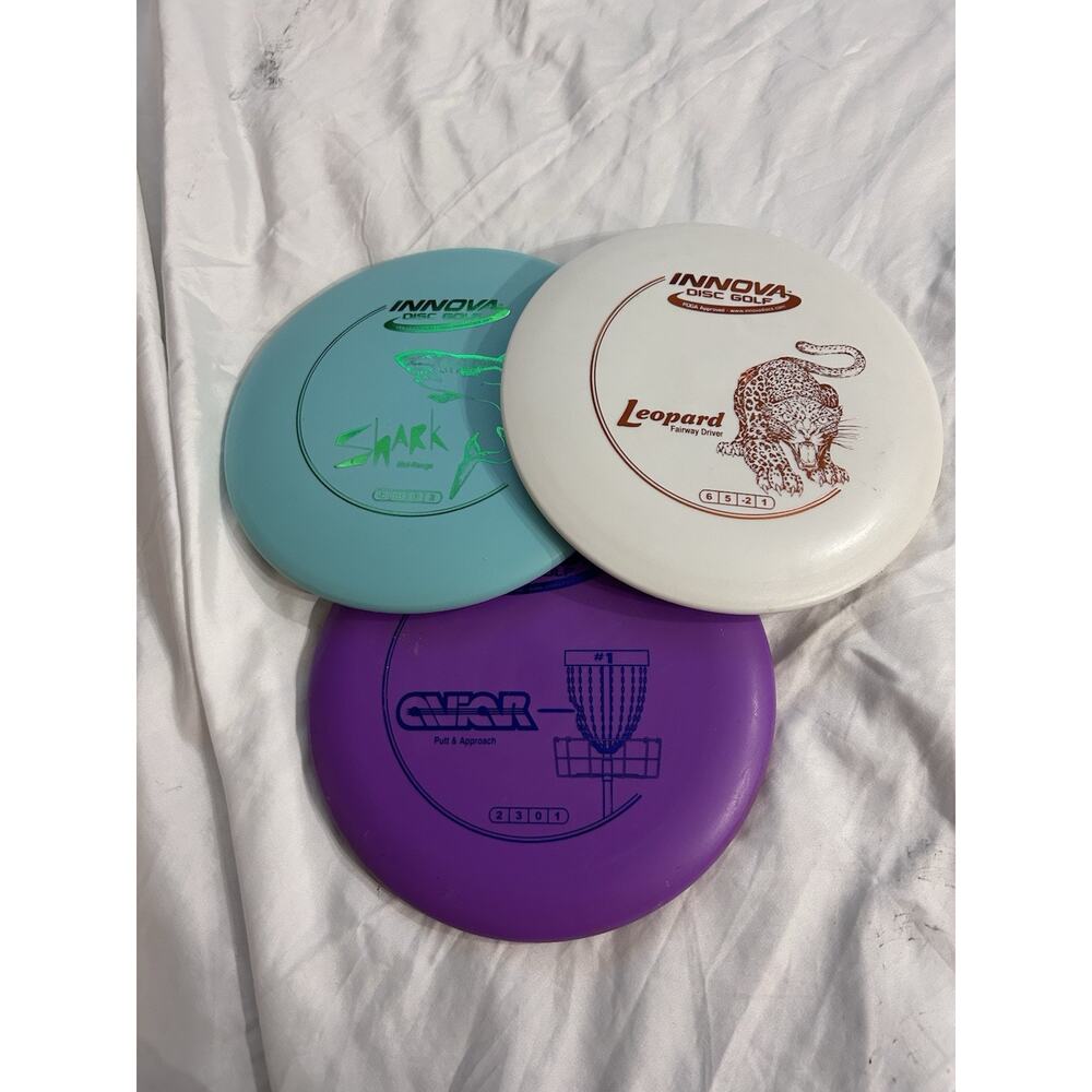 Innova Disc Golf 3-Disc Set Aviar Shark Leopard Blue Purple White